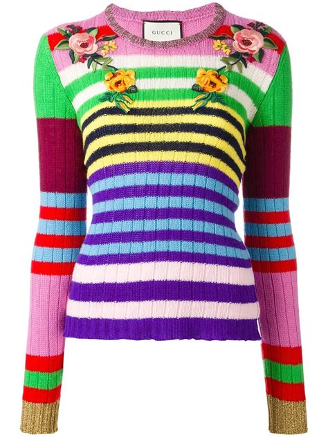 gucci striped floral sweater|Gucci jumper women.